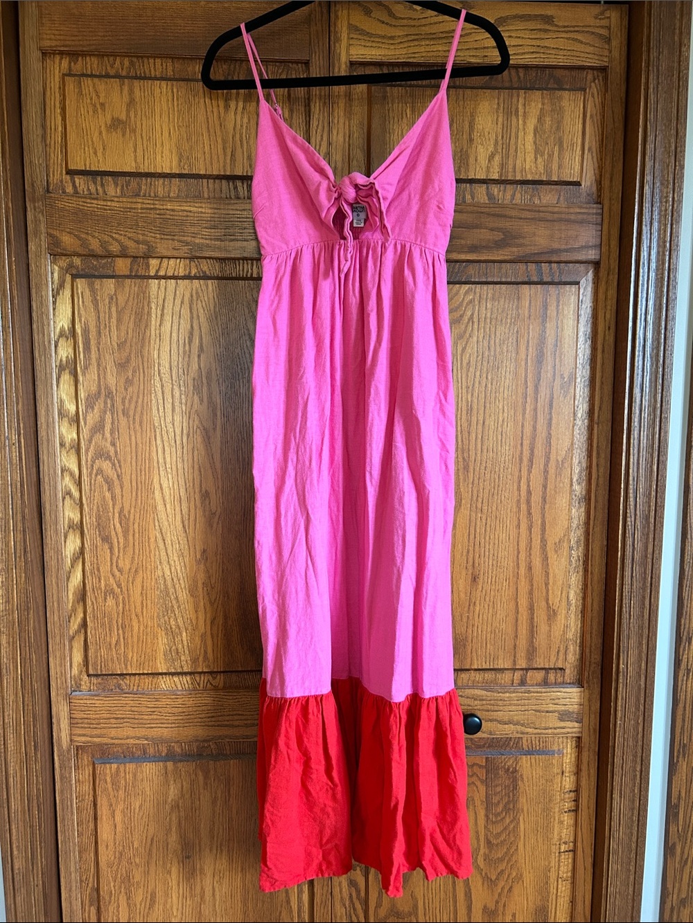 Women’s Pink and Red Colorblock Maxi Dress